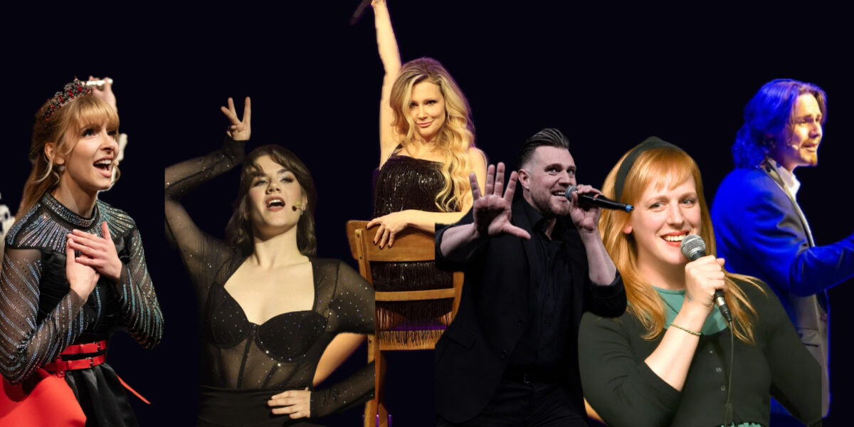 Eine Collage der verschiedenen Künstlerinnen und Künstlern in Musical-typischen Posen.